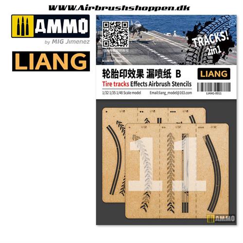 LIANG-0011 Tire Tracks Effects Airbrush Stencils B